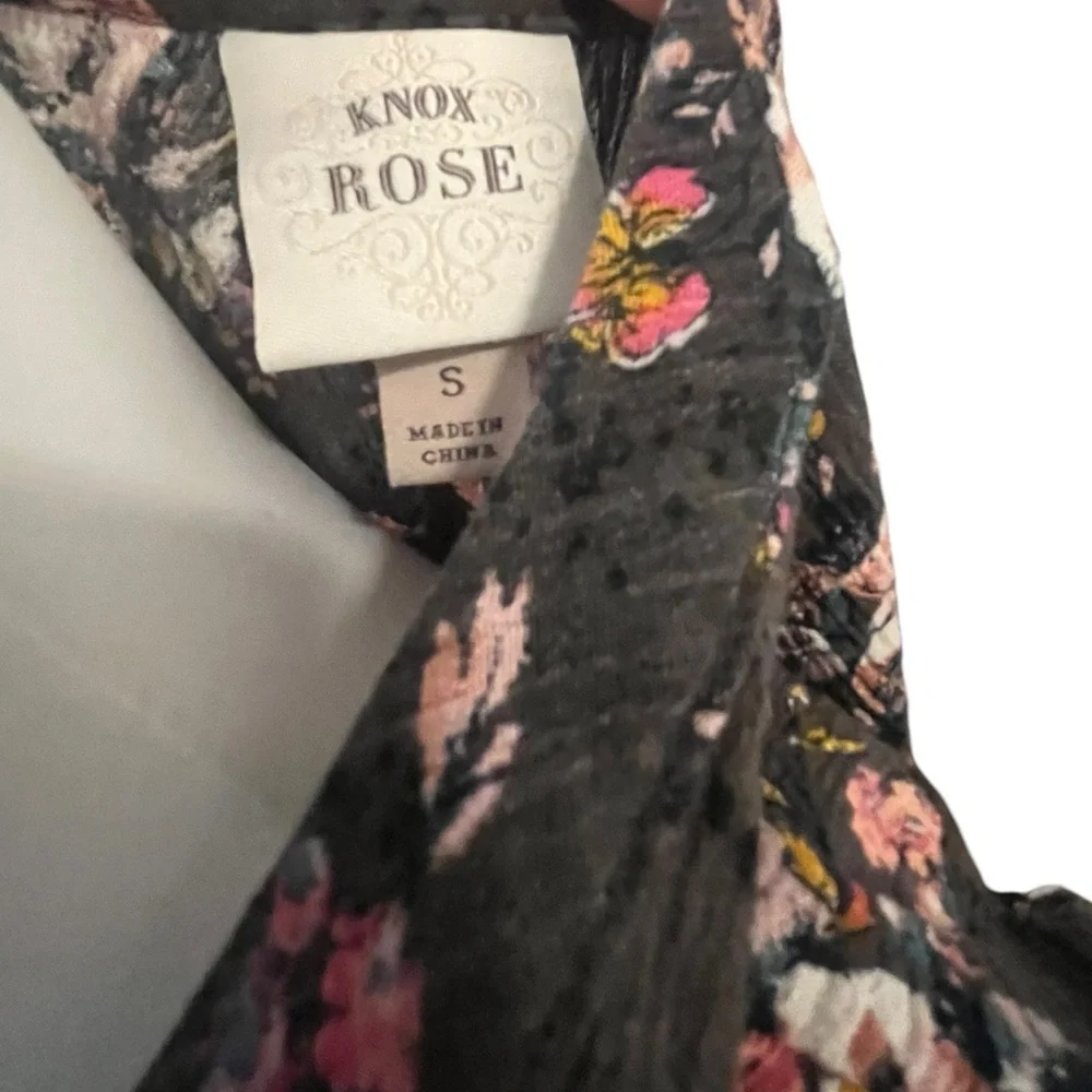 Knox Rose Boho Floral Print Smocked Dress Sz Small - Picture 6 of 6